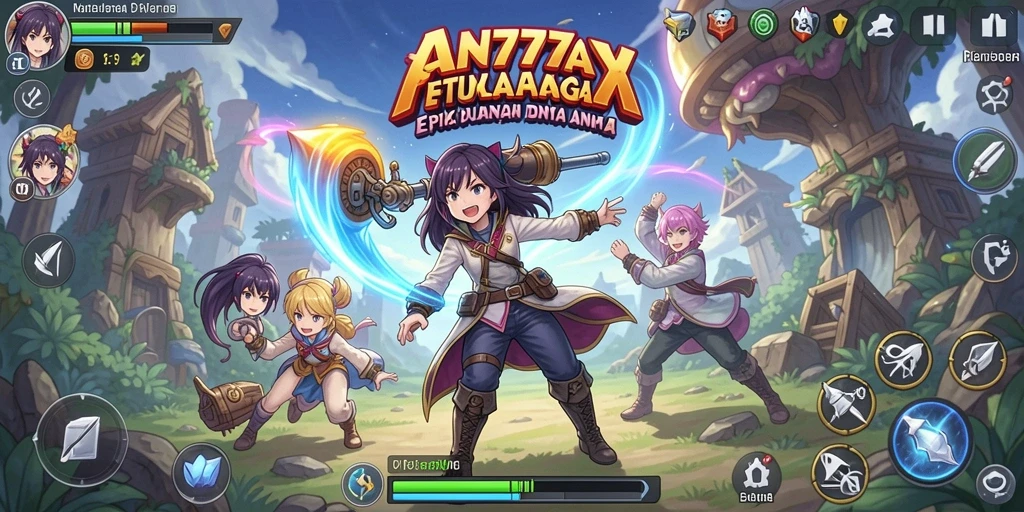 Menampilkan karakter anime unik dalam aksi seru gameplay.
