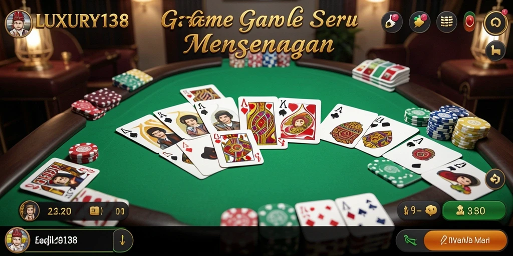 Screenshot tampilan permainan Gaple LUXURY138 yang seru dan interaktif.