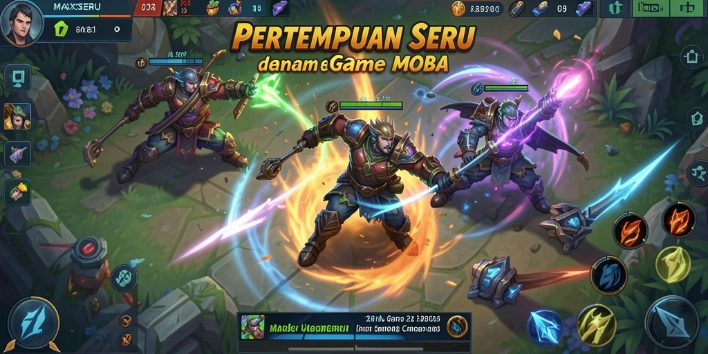 Tangkap momen seru pertempuran dalam game MOBA.