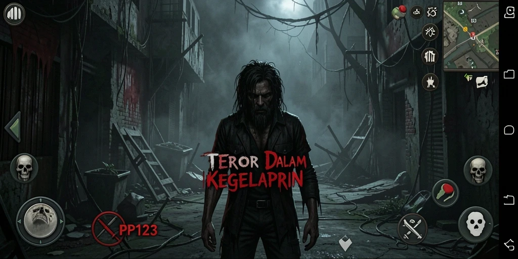 Tampilan gameplay PP123 yang menegangkan dan mencekam.