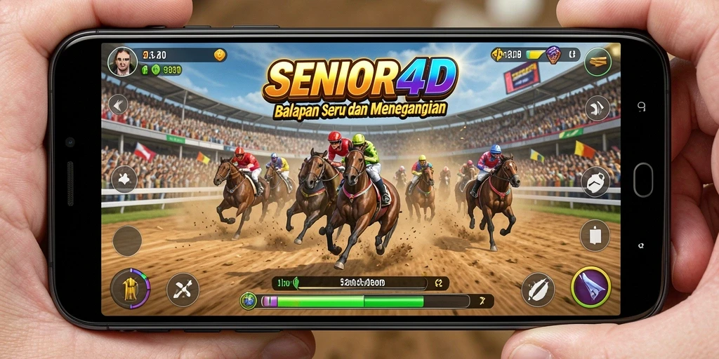 Tampilan menarik dari gameplay balap yang mengasyikkan di SENIOR4D.