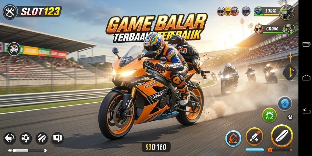 Gameplay menarik dalam balap motor dengan berbagai trek.