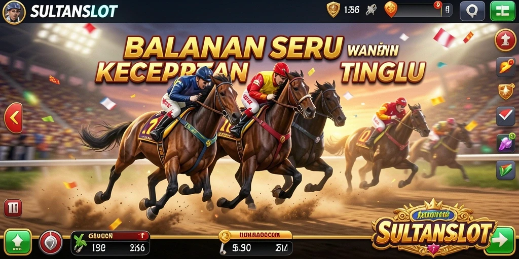 Screenshot SULTANSLOT menampilkan aksi balapan mendebarkan.