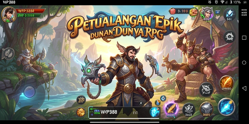 Tangkapan layar menunjukkan pertarungan epik dalam game RPG WP888.